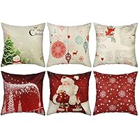 Hoomall Package of 6 Christmas Sonwflake Cartoon Sofa Cushion Case Throw Pillow Cover 18x18 inches Without Core