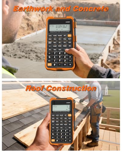 Construction Calculator with Writing Tablet Industrial & Scientific ROATEE Engineering Calculator for Contractor, Concrete Pocket Feet-inch-Fraction Calculators for Carpenter, Framer, Remodeler