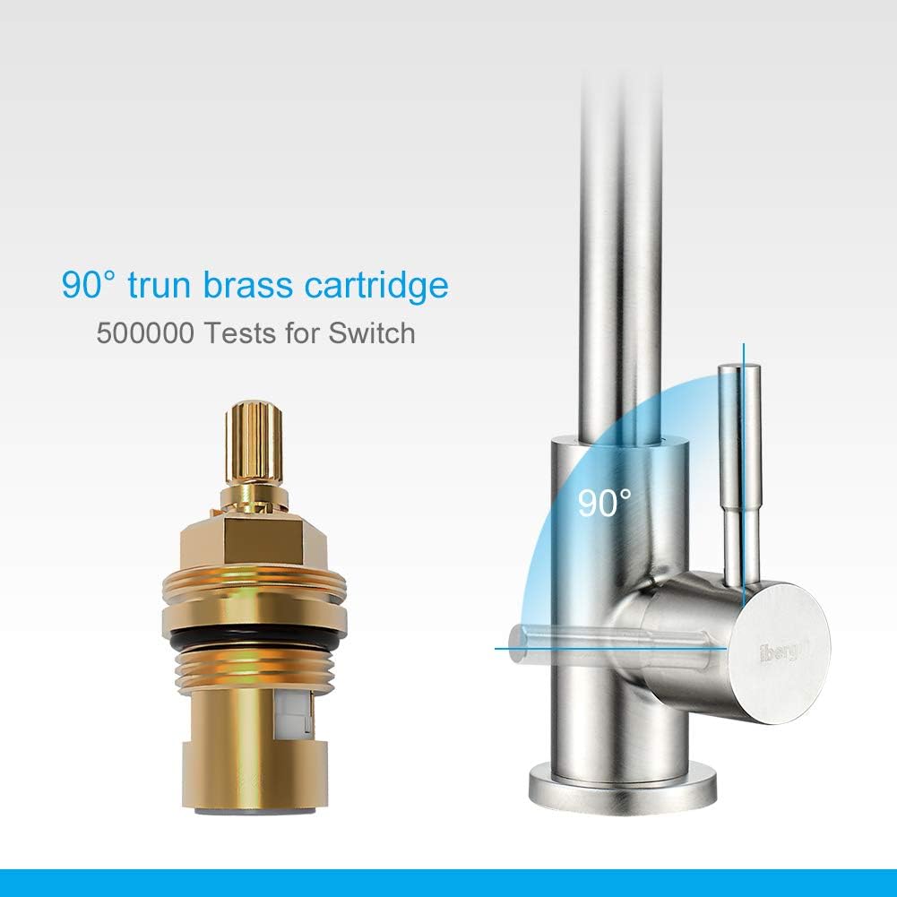 Ibergrif M18703 Cold Water Only Sink Tap, SUS304 Stainless Steel 360°Swivel High Arc Single Handle - Image 5