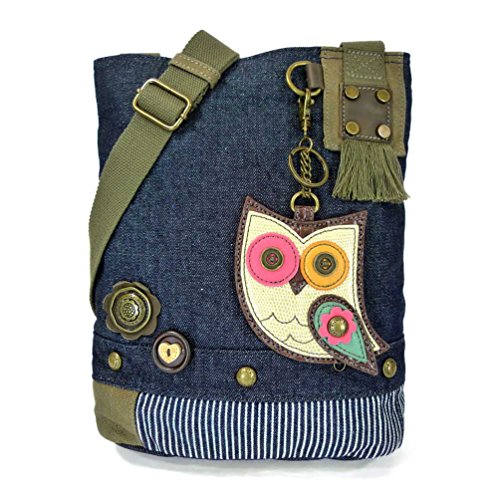 Chala Patch Cross-Body Women Handbag, Canvas Messenger Bag - Owl Denim