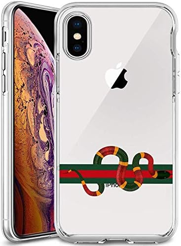 Soft TPU Case for Newly Released iPhone Xs Max, Transparent Clear Lightweight Printed Red Green Snake iPhone Xs Max [Latest Model 2018] Cover Case