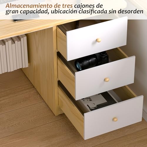 Escritorio de Oficina Minimalista,Escritorio para Computadora con 3 Cajones y Estante,Escritorio de 50CM de Ancho,Escritorio de Estudio para Oficina en Casa,Estación de Trabajo 120*50*72cm