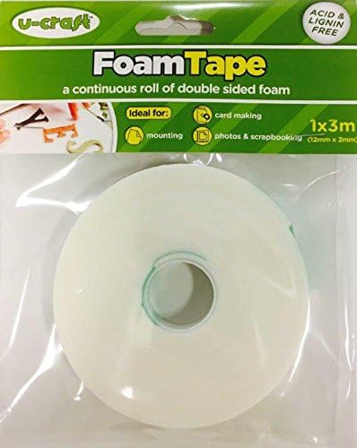 U-Craft Double Sided Foam Tape Roll 12mm x 3m White 2mm Deep