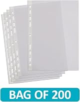 SUMMIT Punched Pockets A4 Clear Sleeves 200 Pack Reinforced Spine Multi-Hole view 2