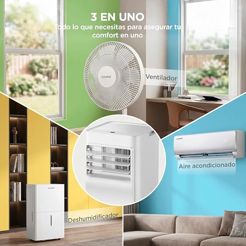 Pingüino Aire Acondicionado Portátil 3 en 1 | 7000 BTU/1800 Frigorías Con App + Mando a Distancia | Climatizador y Deshumidificador | Bajo Consumo | Función Follow Me | Incluye kit de ventana