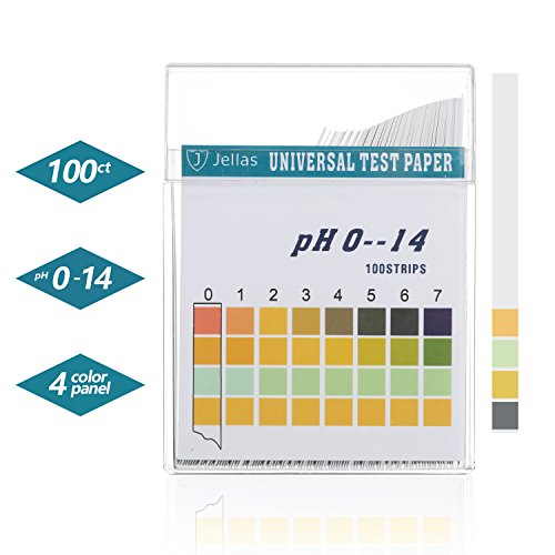 Jellas Universal pH Test Strips, Test Body Acid Alkaline pH Level or Water Quality, High Accuracy and Quick Readout, Full pH Range of 0 - 14. (100 Strips)