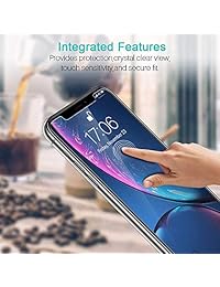 LK - Protector de pantalla para iPhone XR 6,1, cristal templado (compatible con carcasas), tecnología de doble defensa [marco de alineación fácil instalación]