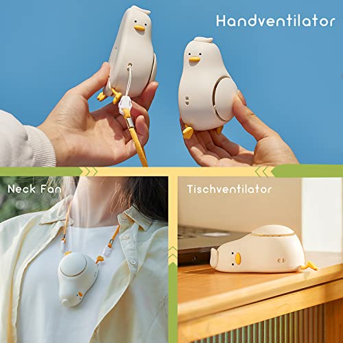 Tihokile Mini Ventilator,Handventilator mit 3 Geschwindigkeiten, USB Ventilator mit Verstellbarem Winkel, Tragbarer Nackenventilator Perfekt für Frauen Haus Büro Reisen Wandern Camping Geschenke
