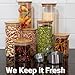 Canister Set of 4 | Glass Jars with Airtight Bamboo Lids | Kitchen Canisters for Food Storage | Ideal as Pasta, Cereal, Coffee, Flour, Sugar Container for Pantry | Bonus 48 Labels and Marker