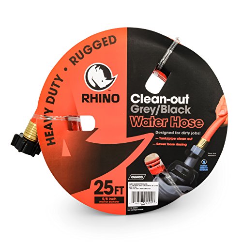 Camco 25ft RhinoFLEX Gray/Black Water Tank Clean Out Hose Ideal For