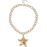 Mikovivi Star Necklace, Gold Chunky Big Star Pendant Necklace Non Tarnish Vintage Gold Thick Chain Jewelry for Women Birthday Gifts