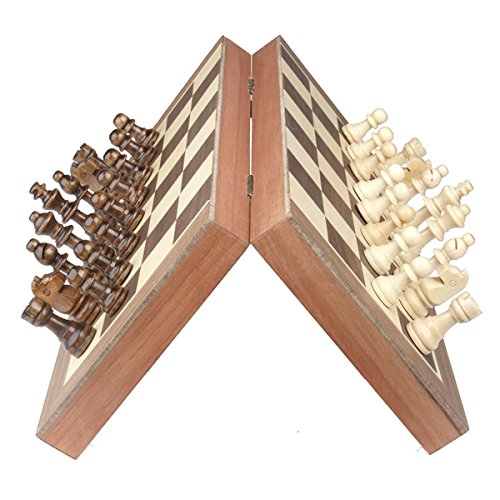 Chess Set 12"x12" Folding Wooden Standard Travel International Chess Game Board Set with Magnetic Crafted Pieces