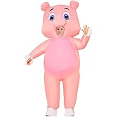 COMIN Inflatable Pink Pig Costume for Adults Blow up Funny Cosplay Pig Costume Inflatable for Halloween Party 72"