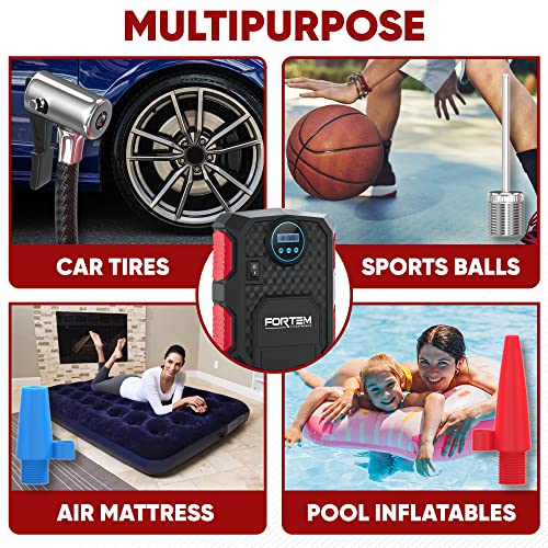 FORTEM Tire Inflator Portable Air Compressor 150 PSI, Bike Pump, 12V