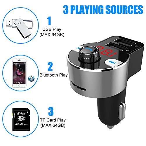 image for Bluetooth FM Transmitter for Car, LEHXZJ Wireless Bluetooth Radio Adap
