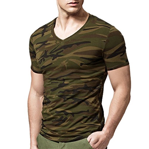 Xudian short sleeves men s t-shirt crew-neck (us large, v-camoufl…