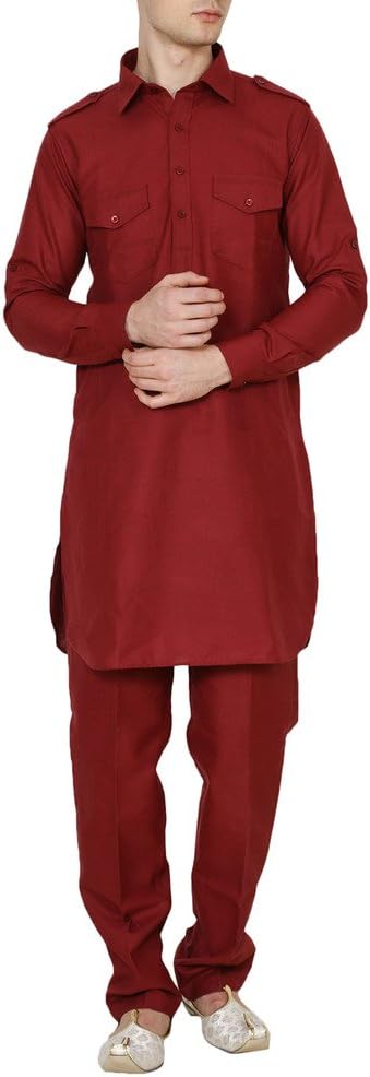 Royal Kurta Men's Linen Pathani Suit
