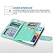 ULAK Galaxy S5 Case, Multi Card Slots Series Magnetic Wallet Case Cover for Samsung Galaxy S5 SV Galaxy S V i9600- Mint/Black Stripe