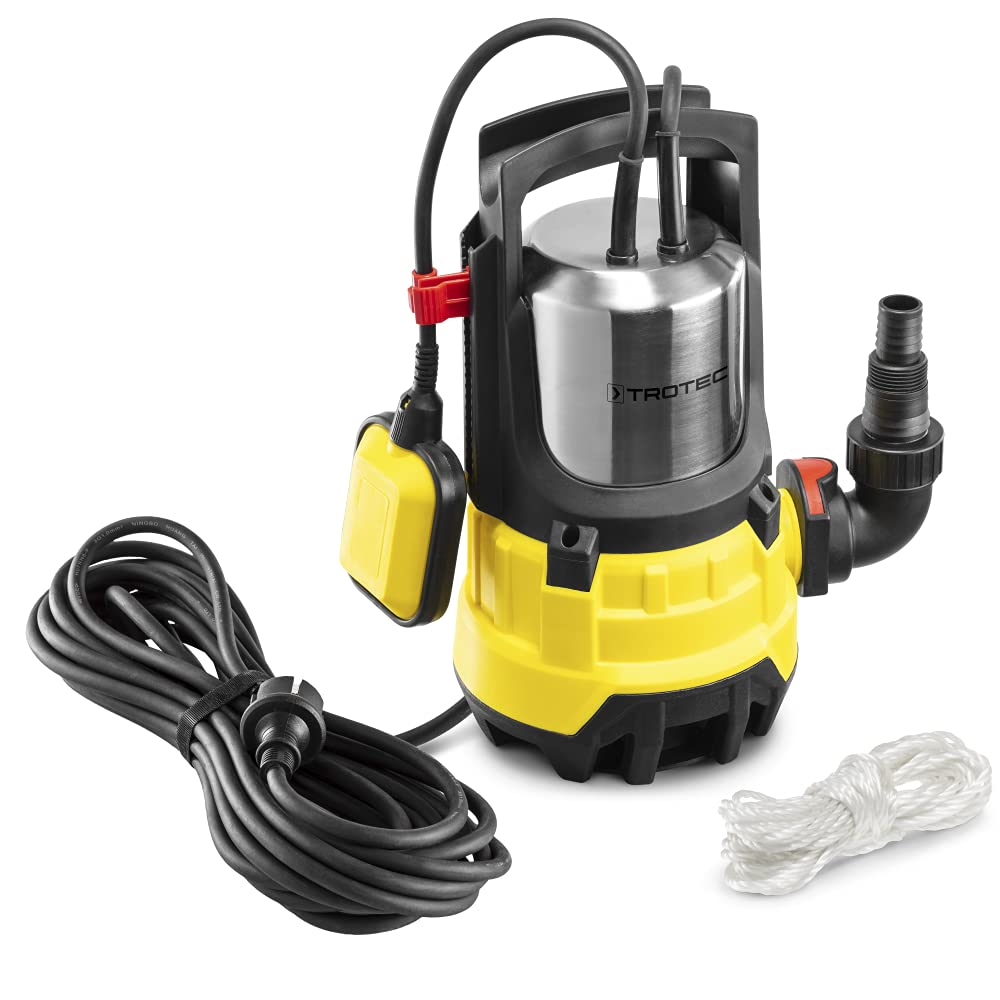 TROTEC Tauchpumpe TWP 11000 ES – Pumpe für Schmutzwasser – Fördermenge 20000 l/h, Leistung 1100 Watt, Eintauchtiefe max. 7 m, Trockenlaufschutz 2