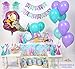 Mermaid Party Supplies - Complete Tableware and Decoration Deluxe Set - Plates, Cups, Utensils, Napkins, Table Cloth, Balloons, Happy Birthday Banner, Cupcake Topper, Favor Bags, Mermaid Hats & Crown