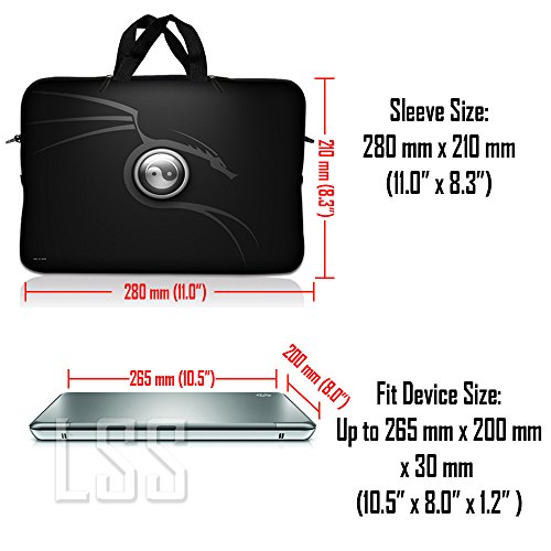 LSS 10 10.2 inch Laptop Sleeve Bag Compatible with Acer, Asus, Dell, HP, Sony, MacBook & more | Carrying Case Pouch w/ Handle , Ying Yang Black