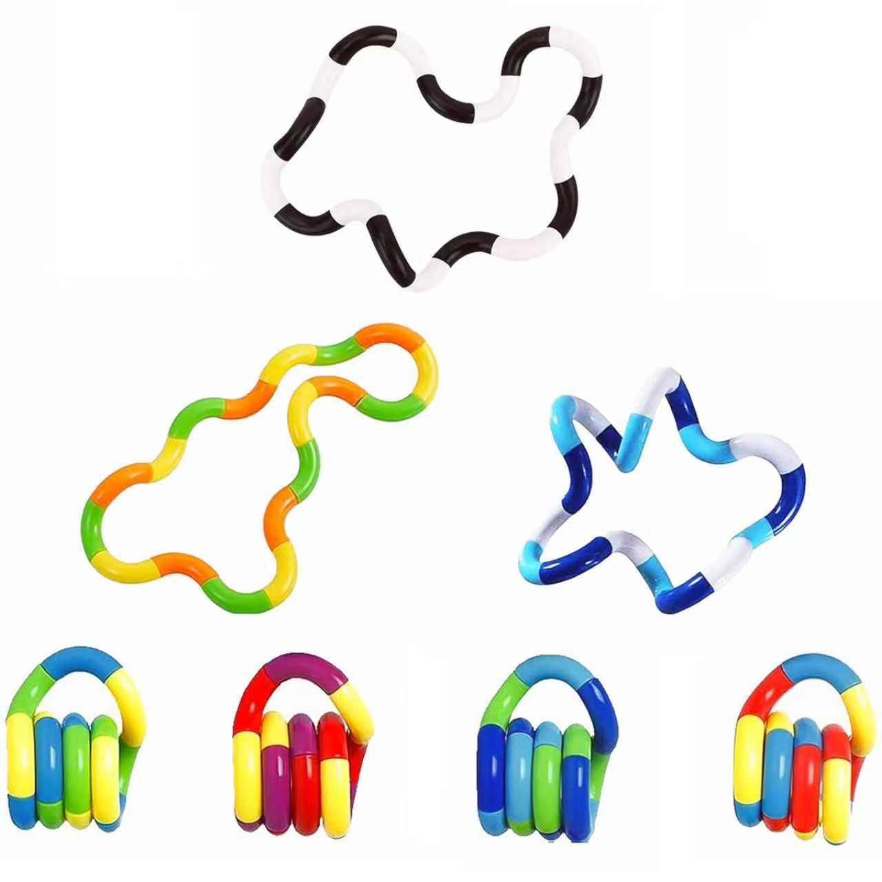 7PCS Quiet Twisty Fidget Toys – Squeeze, Twist, and Spin – Multicolored Sensory Toys for Kids and Adults, Stress Relief Toys & Educational Tools for Classroom,Alternative Gifts