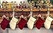 LimBridge Christmas Mini Stockings, 6 Pack 7 inches Cable Knit Knitted Rustic Stocking Decorations, Goodie Bags for Family Friends, Cream Burgundy