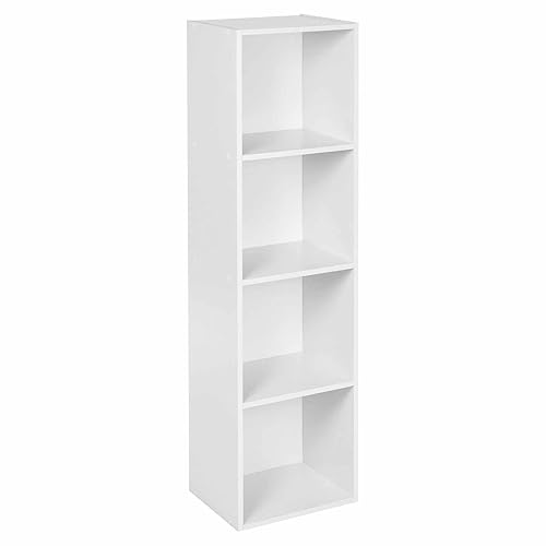 Furniture To Go 4 YOU Tall Narrow Bookcase with Melamine, Pearl White