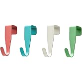 Kovsoul Over Cabinet Door Hooks, 4 Pack Heavy Duty Metal J-Hooks for Kitchen, Bathroom, Laundry Room, Cabinet Hooks for Hanging, Hold Up to 7 lbs, Space-Saving Organizer - Color