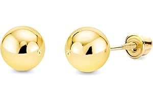 THE WORLD JEWELRY CENTER 14k REAL Yellow/White Gold 2mm,3mm,4mm,5mm,6mm Ball Stud Earrings with Screw Backs