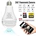 Light Bulb Camera,Include 16GB Card 1080P WiFi Security Camera, 2MP Wireles IP LED Cam,360 Degrees Panoramic VR Indoor/Outdoor Home Surveillance Cameras,Motion Detection/Night Vision/Alarm