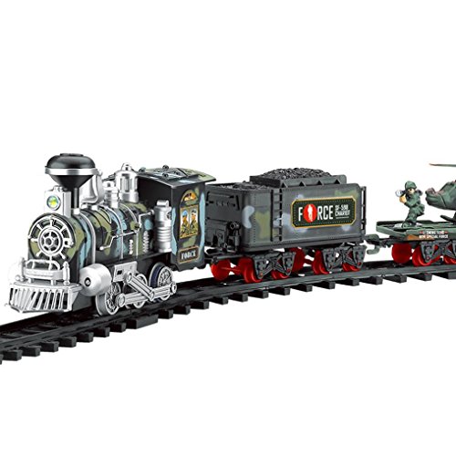 Binmer(TM) Remote Control Conveyance Car Electric Steam Smoke RC Train Set Model Toy Gift (C)