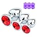 Dxhycc 3 Piece Jewelry Anal Plug, 3 Size Luxury Jewelry Design Fetish Anal Butt Plug Anal Trainer Toys Sex Toy Love Games for Experienced Users and Beginners Women Men (Red)thumb 2