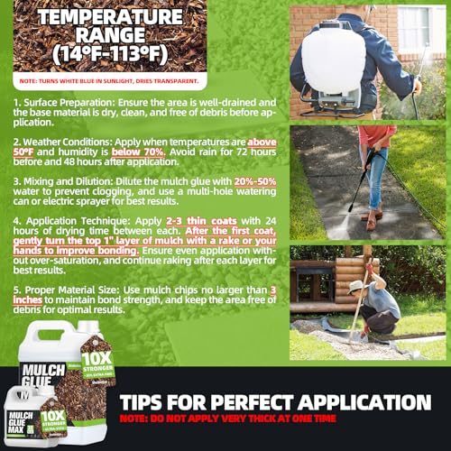 Shabebe Mulch Glue for Landscaping, 1.3 Gallon High-Concentration Rock Glue, Gravel Binder with Ultra-Stick Grip, Covers 3X More Area for Pea Gravel, Mulch & Pebbles, Long-Lasting & Non-Toxic