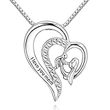My Mother Gift from Daughter, Women's White Love Heart Pendant Necklace for Mom Mammy Mum Mama Mam Girls
