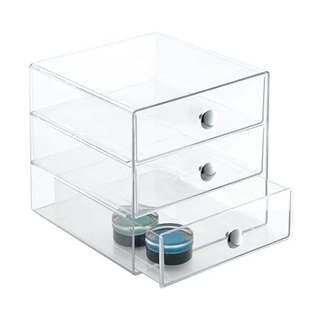 Interdesign Plastic Drawer Storage Organizer 3 Drawers Clear