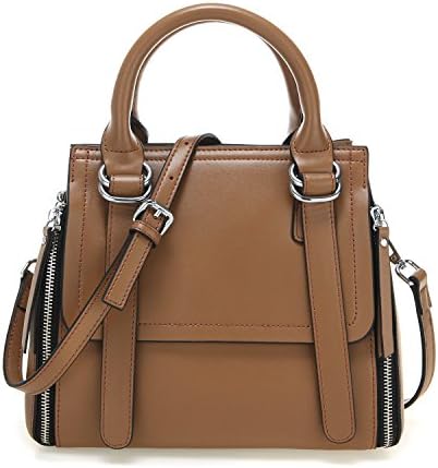 KALADAY CL9692 Womens Leather Handbag Top Handle Tote Shoulder Bag (Brown)