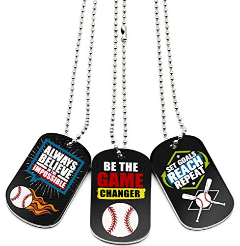 12-pack-Baseball-Dog-Tag-Necklaces-with-Motivational-Quotes-Wholesale-Bulk-Baseball-Giveaway-Gifts-for-Baseball-Party-Favors-and-Goodie-Bag-Items-Unisex-for-Youth-Teen-Boys-Girls-Adult-Men-Women