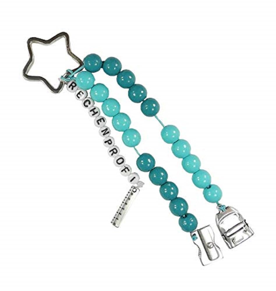 Pracht Creatives Hobby 5935-12181 Rake Chain for DIY with Key Ring, Righting Professional Turquoise Tone, Craft Set with 20 Rake Beads, as a Gift for School Enrolment, for the Sugar Bag
