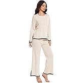 YOKGO Womens Lounge Sets Knit Long Sleeve Sweater Pajama Sets Sweatsuits 2 Piece Pant Sets Casual Tracksuit Travel Outfits