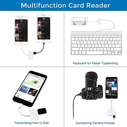 SD Card Reader, TF & SD Memory Card Reader for Phone/Pad, Trail Game Camera Viewer, USB Camera Adapter, Digital Camera Reader Adapter Compatible with Phone/Pad, No App Required, Plug and Play