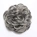 Messy Hair Bun Extensions Synthetic Updo Chignons Donut Elastic Bride Bun Ponytail Scrunchy Hairpiece Wig Accessory for Women 45g Dark Grey-Thickerthumb 1