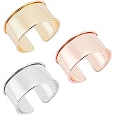 UNICRAFTALE 3pcs 3 Colors Alloy Grooved Bangles Cuff Bangle Bracelet Open Wide Wire Bracelets Adjustable Gold Wrist Cuff Wrap Bracelet for Gemstone Leather Inlay Bangle Making 34.5mm Wide
