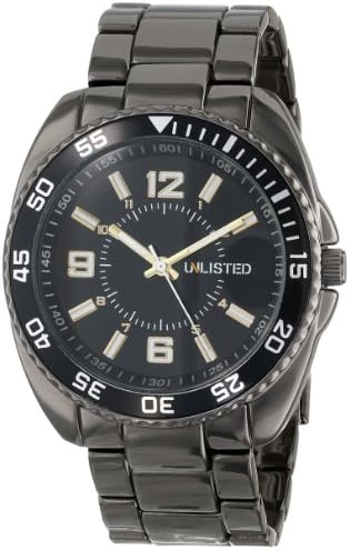 UNLISTED WATCHES Men's UL1198 City Streets Grey Ion-Plated Case Bracelet Black Dial Gold Details Watch
