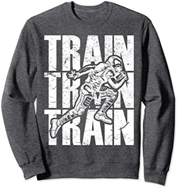 Unisex Train Train Train Football Motivational Sweatshirt Mens 2XL Dark Heather