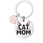 Cat Keychain– Pink Paw Print Pendant with Cats Ear Tag Bag Charms for Womens, Cute Key Chains Gift for Women