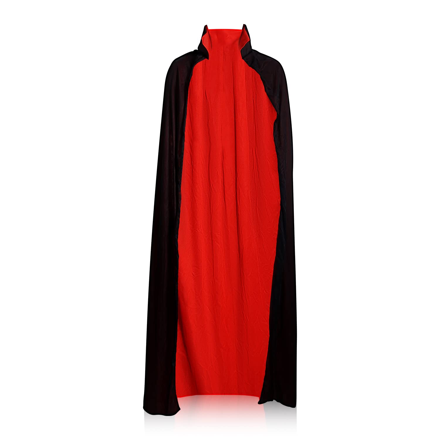 KINBOM Vampire Cloak for Men, 55inch Long Halloween Vampire Costume Halloween Cape Cosplay Party Dresses for Men Women Masquerade (Black and Red)