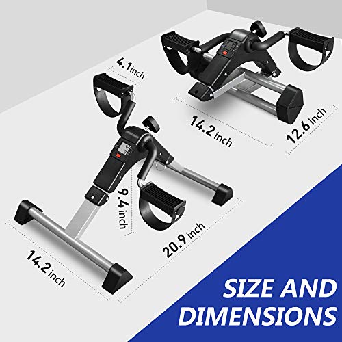 ORFORD Pedal Exerciser, Portable Exercise Bike , Folding Peddler Under Desk, Exercise Bicycles for Seniors with LCD Display for Arms, Legs, Black