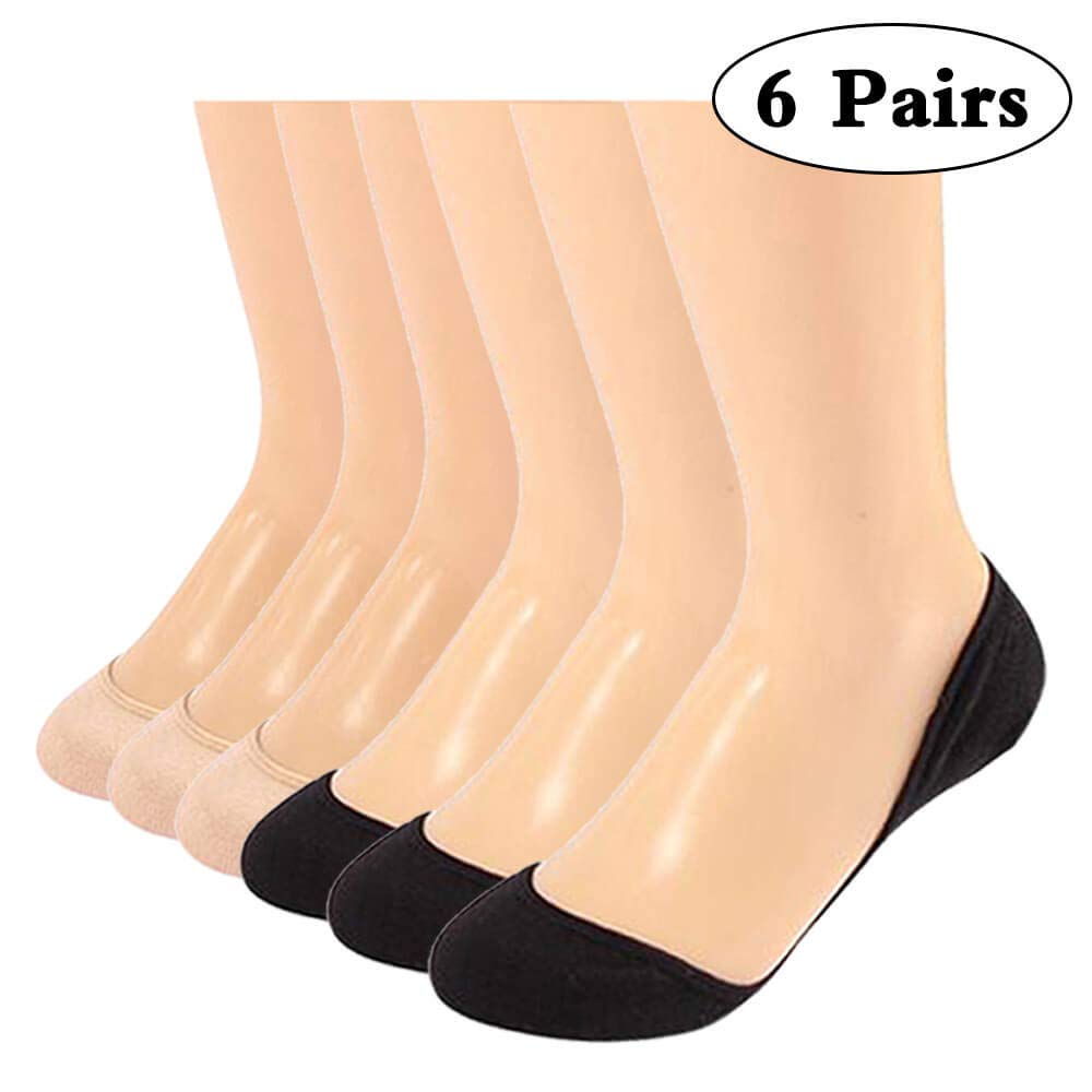 Puimentiua 1/6/10 No Show Socks/Invisible Socks Women/Flats Socks Ultra Low/Non Slip Invisible Socks Flat Boat Socks/Low Cut Casual Cotton Liner Socks/for Women.