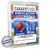 Fuse STANDARD Blade - Smart GLOW Fuse - Car Fuse Kit Automotive ATC/ATO - Fuses Assortment Replacement Kit - Easy Identification - Illuminating Indicator Fuse That Glow When Blown - Carax Fuse 100 pcs